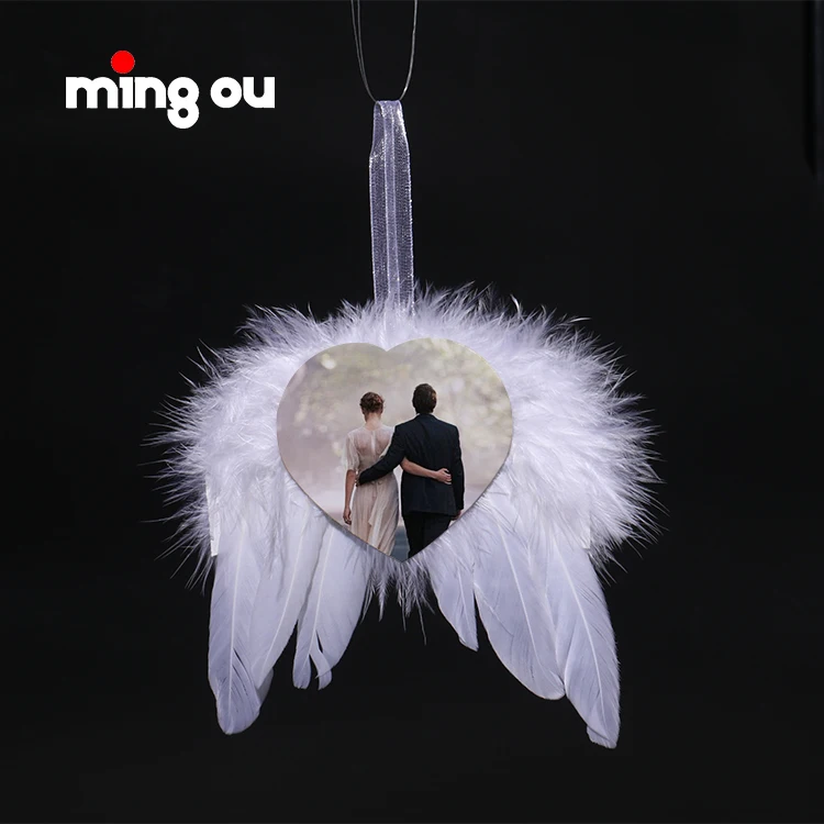 Heat Transfer Printing Xmas angel wings ornaments Sublimation feather angel wings ornaments