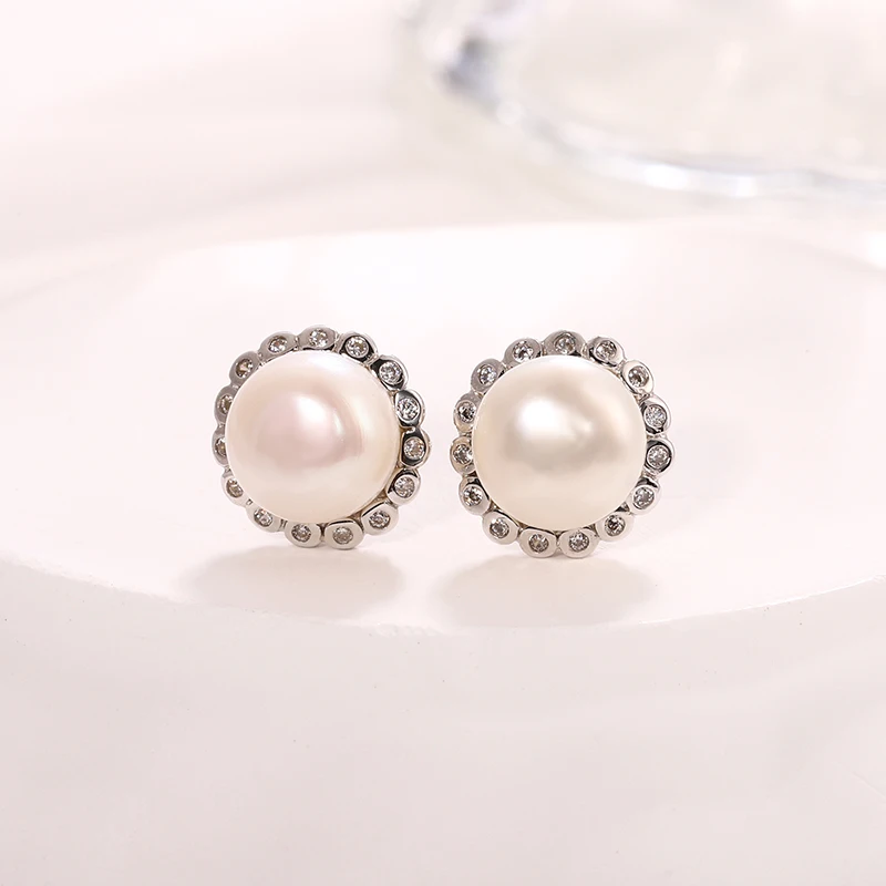 Natural Small Hoop With Pearls Huggie Drop White Long Sterling Silver Gold Chandelier Bridal Pearls Earrings For Women