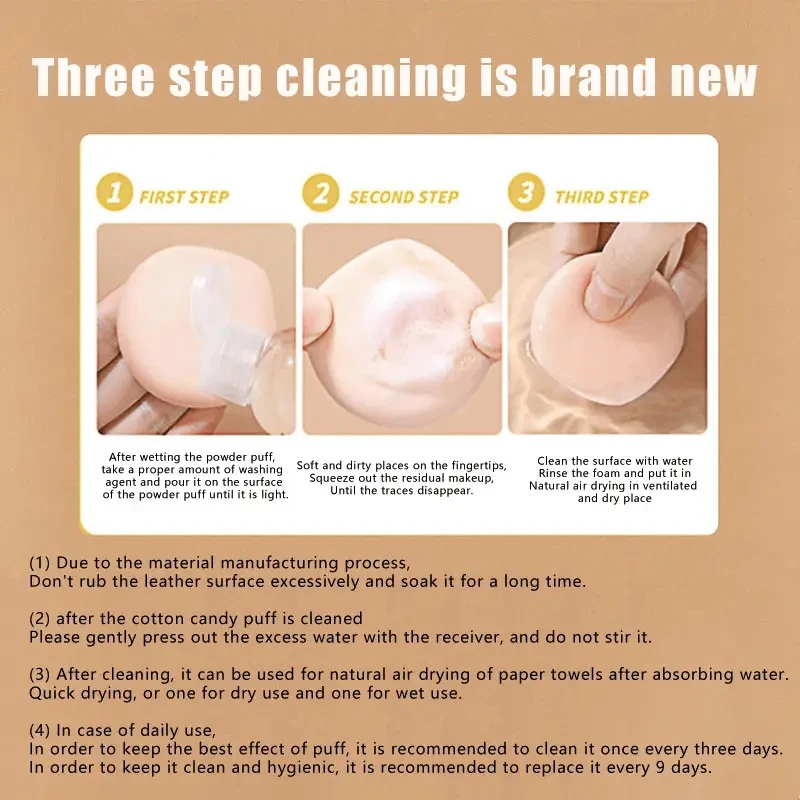 Makeup tools wholesale customized soft latex sponge puff air cushion round powder puff air cushion concealer wet and dry use