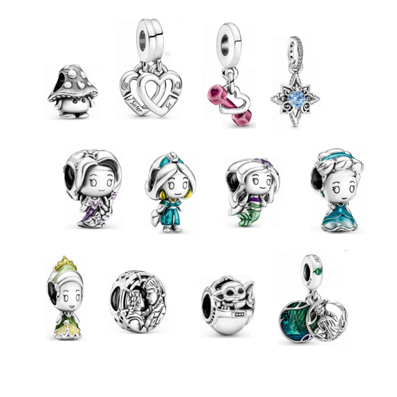 925 Sterling Silver Christmas gift animated Princess string jewelry beads accessories are suitable for pandora bracelets
