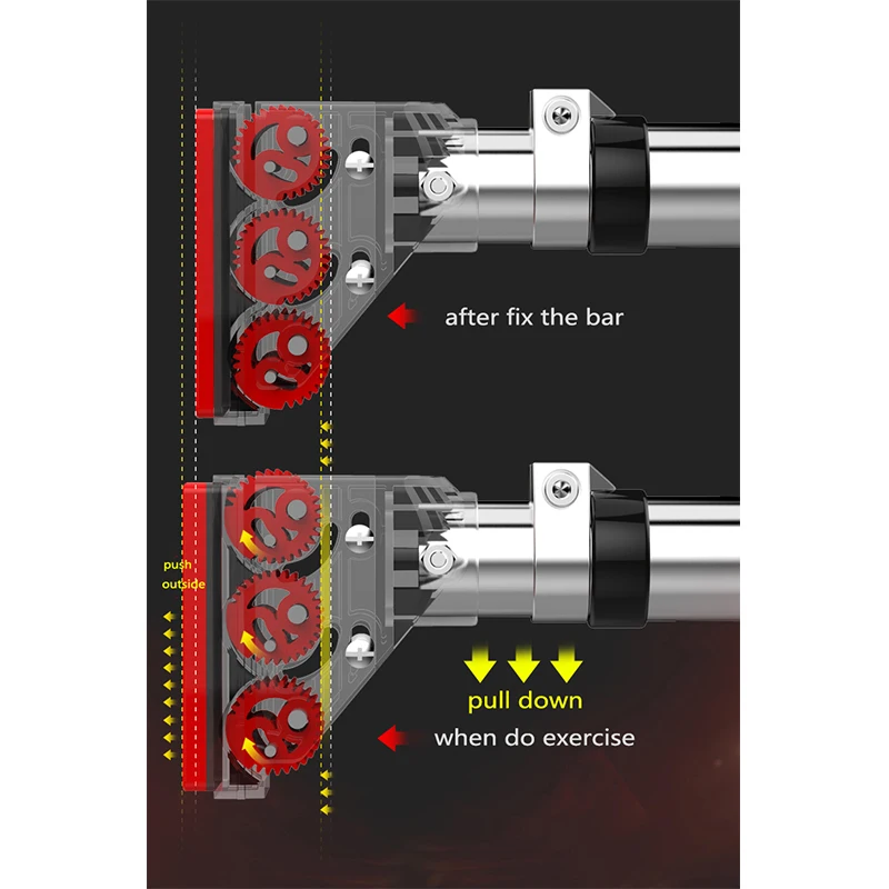 
High Quality Gym Equipment Length Adjustable Auto Lock Gymnastics Door Horizontal Bar Steel 