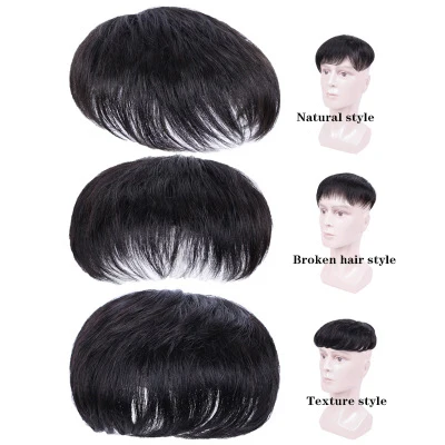 
Man gospel Lace net woven 100% real people hair patch hair head flip toupee Hide the white hair hide the bald head 