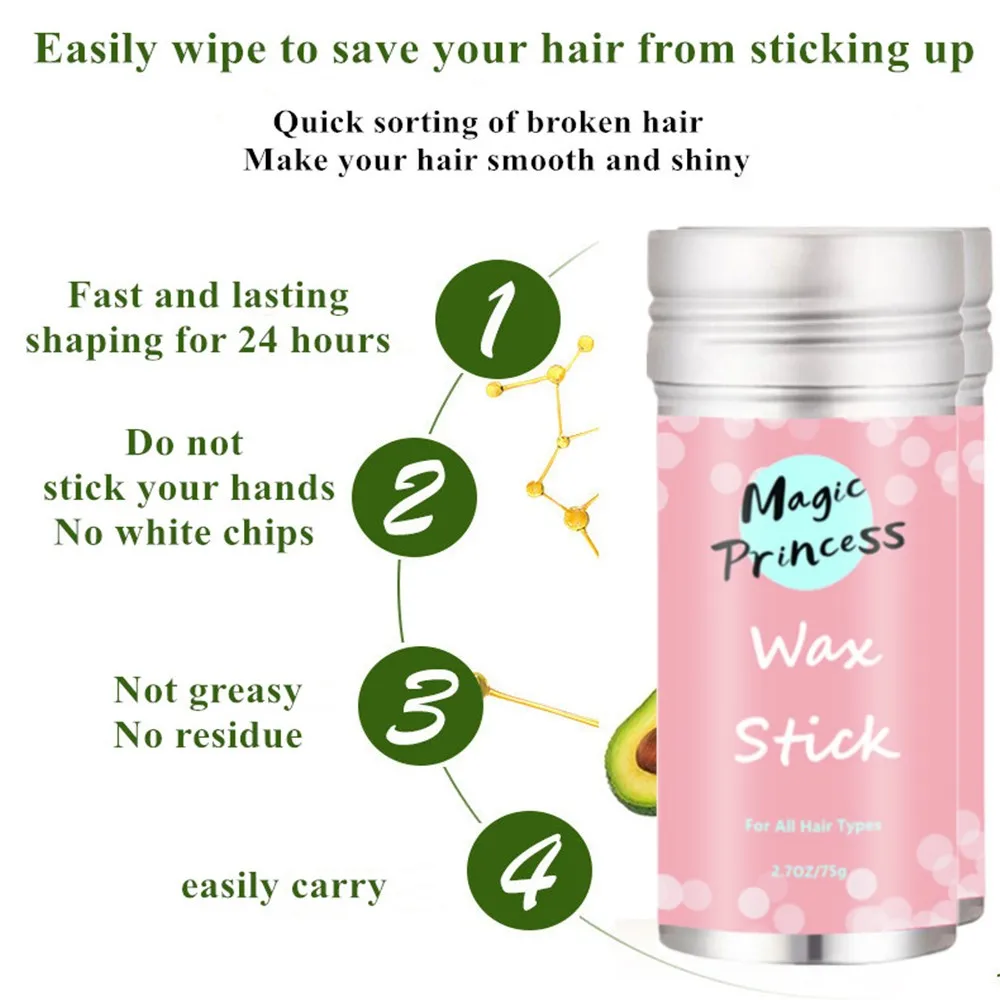 Private Label 75g Fruit Scent Anti-Frizz Not Greasy Smooths Down Flyaways Strong Hold Sleek Stick Hair Wax Stick