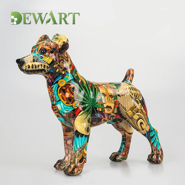 Горячая Распродажа, современное искусство, настольное украшение, маленькая статуя животного, подарки ручной работы, поделки, украшение для дома, полимерная собака, скульптура, орнамент