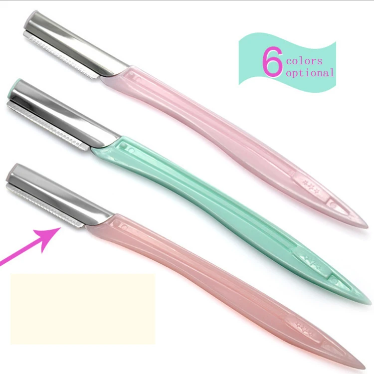 Professional Safety  Women Portable Plastic Stainless Steel Blade Shaping Eyebrow Knife