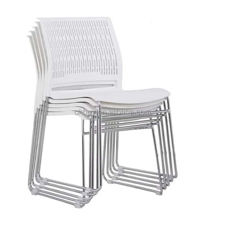 Wholesale cheap Ergonomic Plastic Stackable Metal Frame armless staff home Office Chairs for conference room  meeting room