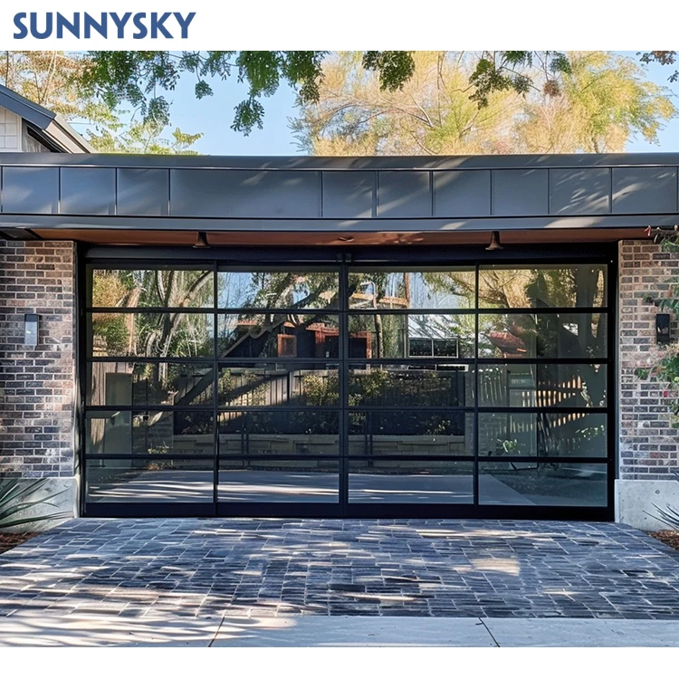 Sunnysky Custom Doors Waterproof Soundproof Roll Up Door Aluminum Glass Garage Door