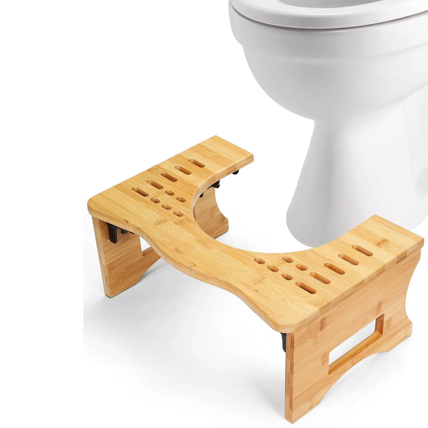 Складной Туалет squatty горшок стул с немонтажный 7 дюймов бамбука приседании и туалетный стульчак для ванной комнаты