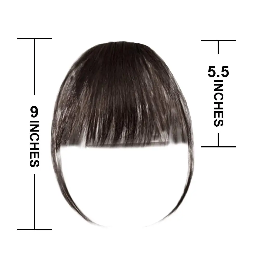 
Clip in Bangs Hairpiece Brown Black Clip on Air Bangs with Temple Wispy Bangs Hair Extensions for Women 