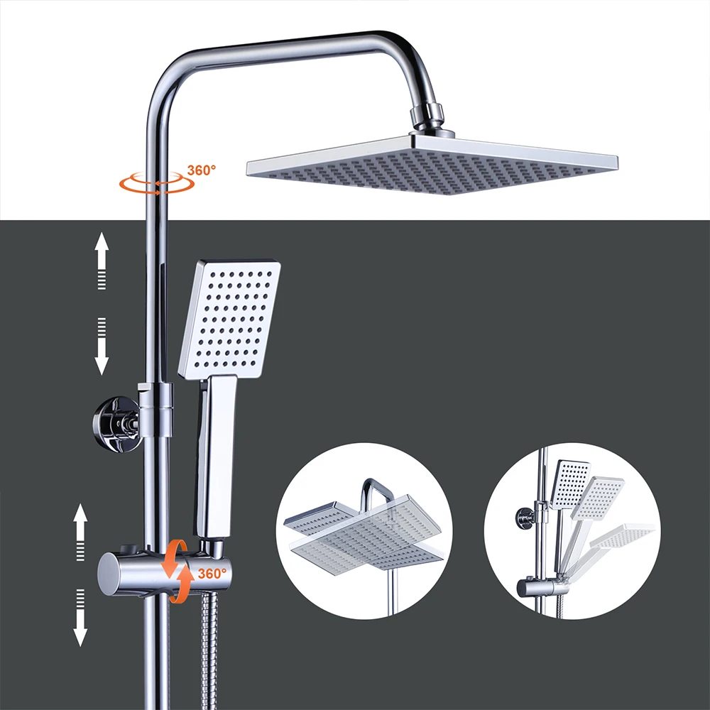 Wholesale Bathroom Shower Mixer Wall Mount Brass Body Shower Sets With 8.5 inches Rain Shower Head