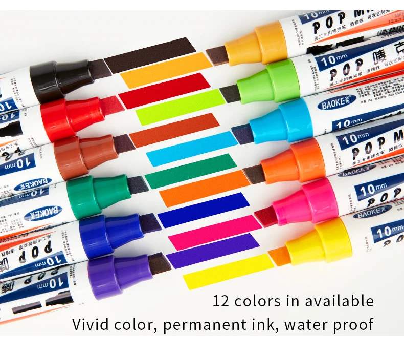 Colorful Ad Paint Marker 10mm Fiber Tip Refillable Art Marker Set Waterproof Smooth Fast Drying Art Marker