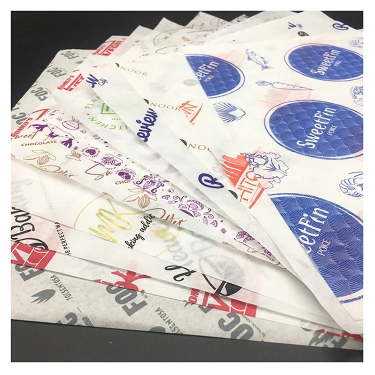 customized wax paper for food greaseproof hamburger sandwich paper for food packaging