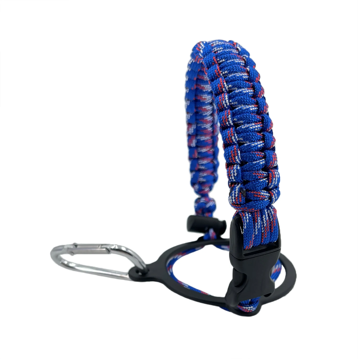Paracord Handle fits Wide Mouth Water Bottles for durable Carrier and Secure Accessories, Safety Ring, and Carabiner for camping