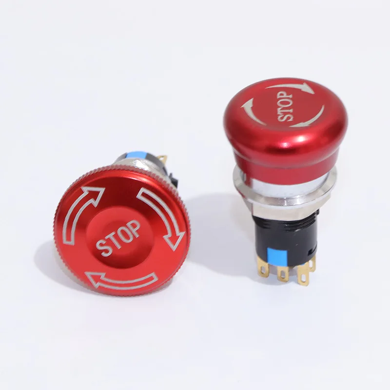 16/19/22 mm  Momentary/Latching Waterproof Metal Emergency Stop Switch Rotary Reset 1NO 1NC 2NO 2NC