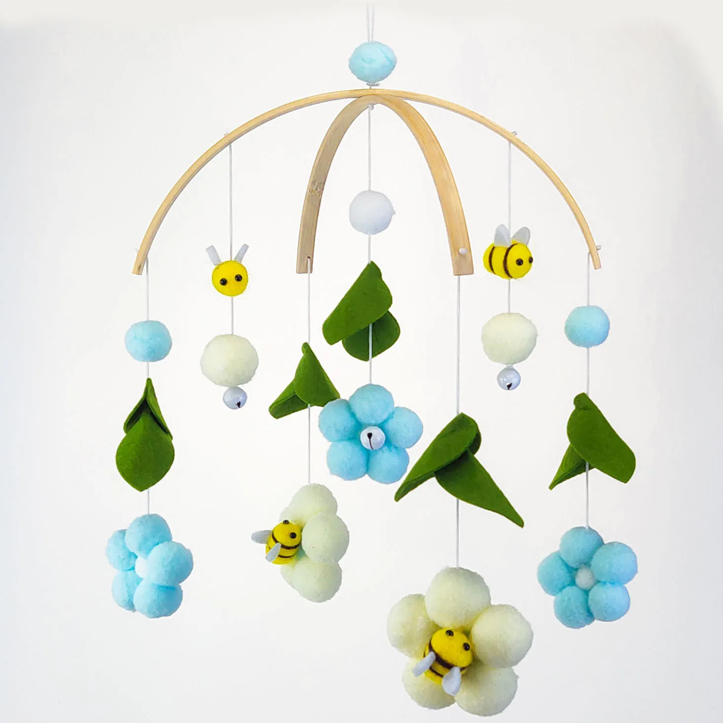 Bees & Flowers Felt Baby Mobile Baby Nursery Decor Crib/cot Hanging Mobile