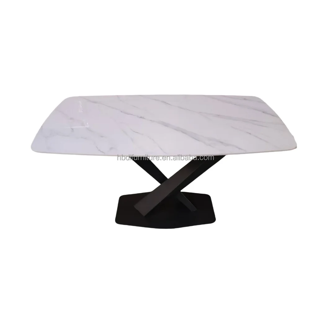 140*80cm Luxury Marble dining table design Golden Color Modern dining table  sintered stone table