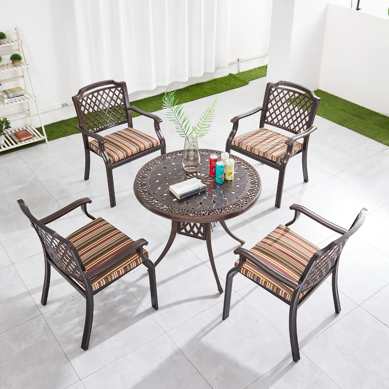 Metal Patio Chair Set Furniture Cast Antique Outdoor Aluminum Garden Patio Table and Chair Set