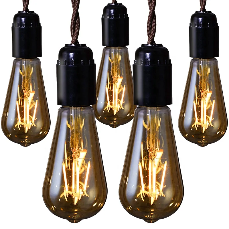 Wholesale clear 2W 4W 6W 8W Led Filament Bulb E27 E26 Vintage Glass Edison Dimmable A19 A60 LED Light Bulb For Home Decoration