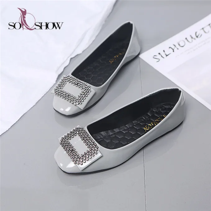 Daily wear fancy ladies beautiful flat shoes with square buckle for women and ladies