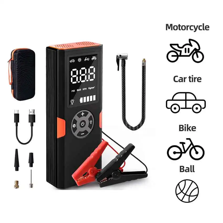 Portable Air Compressor Mini Air Pump with Digital Led Screen 150 PSI Bike Pump Tire Inflator for Car Motorcycle Tire Inflator