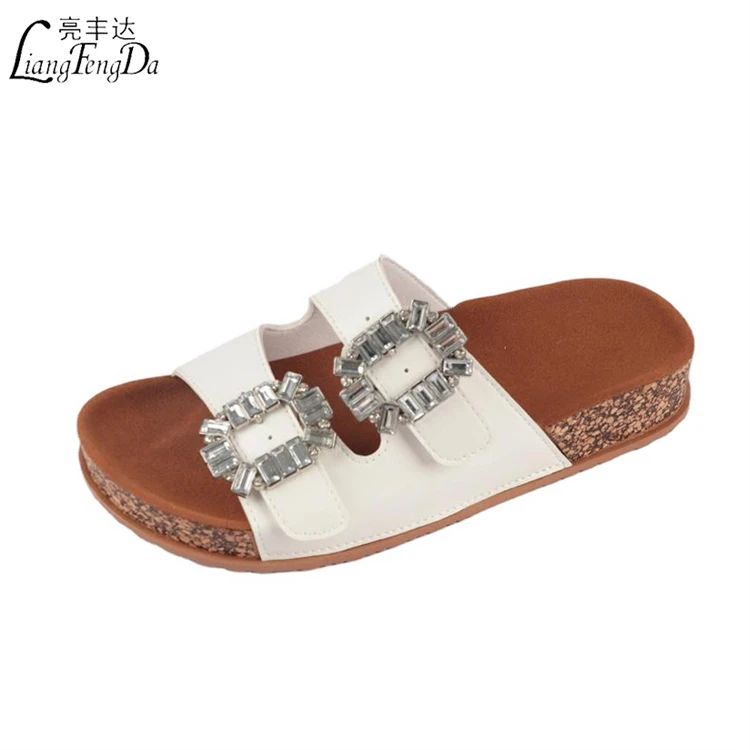 Manufacturer Wholesale Large Size Flat Slippers For Women Summer Open Toe Cork Sole Ladies Sandals Shoes