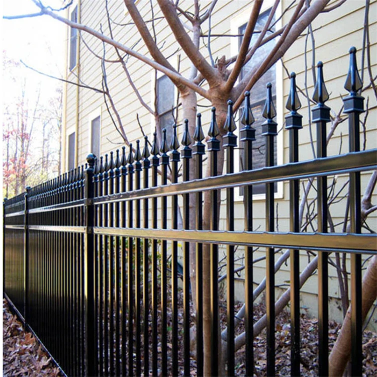 Ornamental galvanized wrought iron steel picket fence for garden