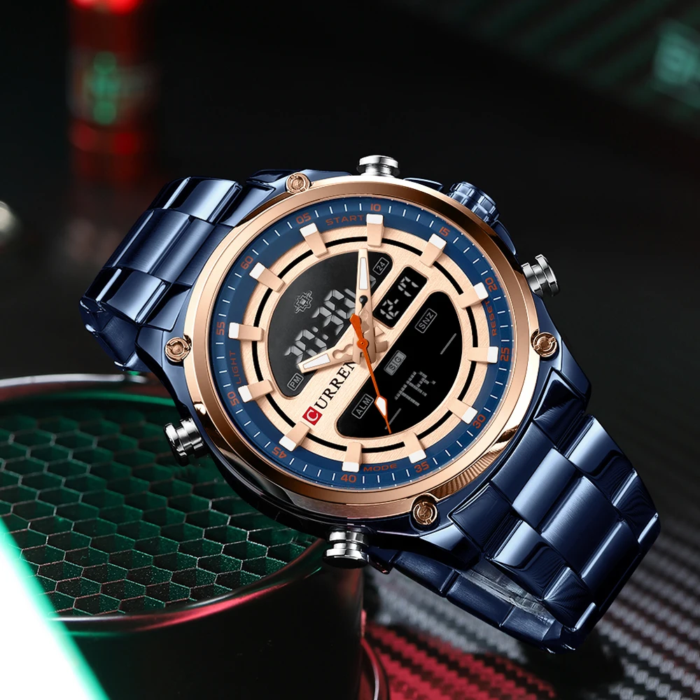 CURREN Top Brand Mens Watches Waterproof Male Watch LED Quartz Digital Sport Wrist Watch Male Relogio Masculino
