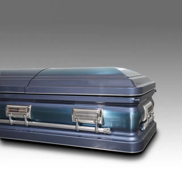 Zd cheap blue with blue brushed 18ga metal coffins and caskets for funeral