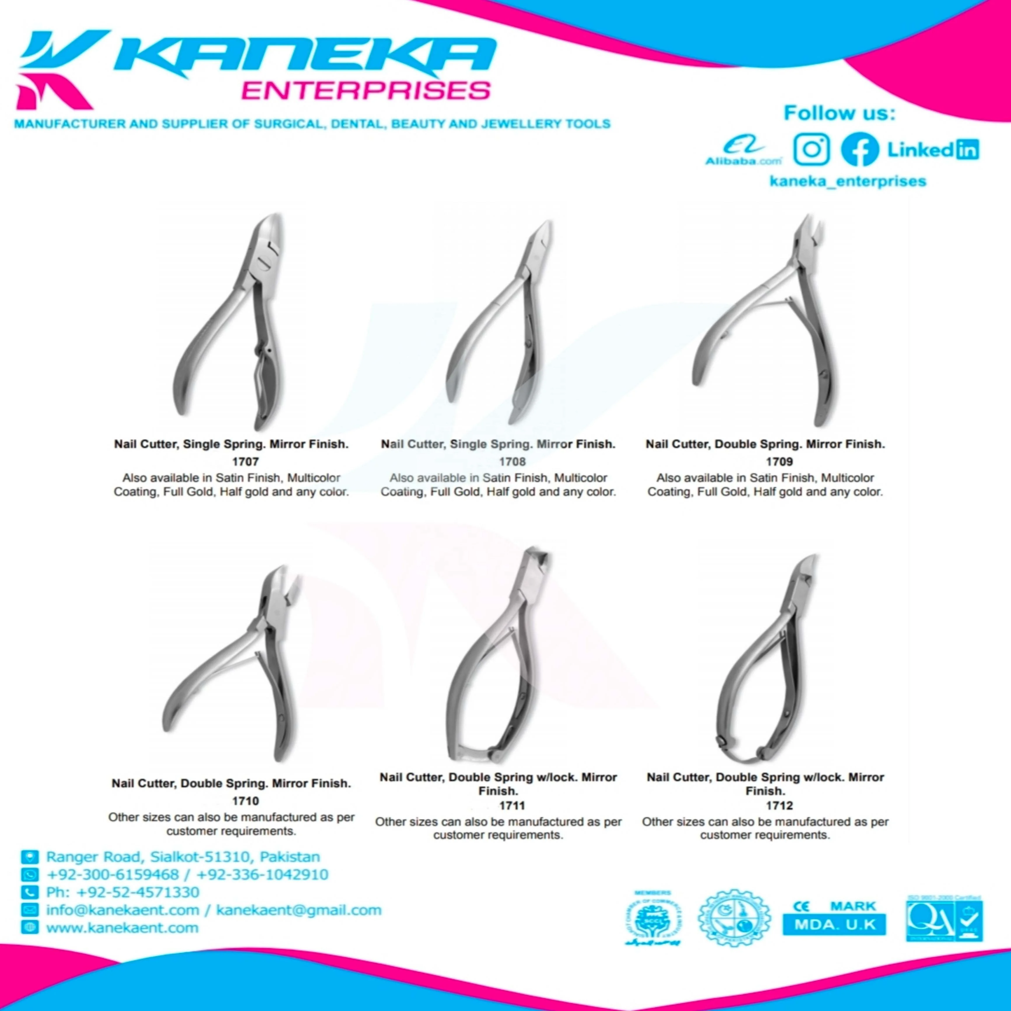 Premium Polished High grade stainless steel Nail Pliers/Pedicure Nail cutters with customized shapes, colors, packing and logo