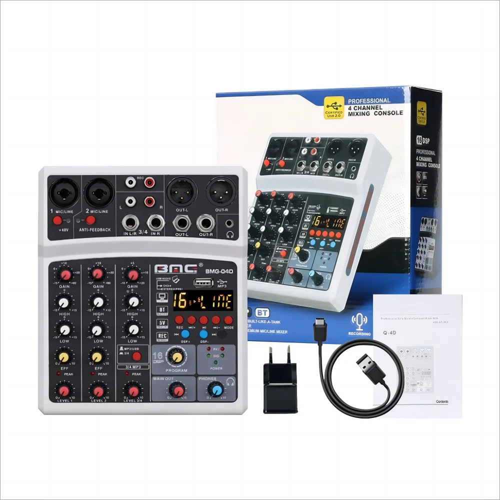Wholesale cheap price 4 channel mini mixer audio mixer with USB for Home Studio recording