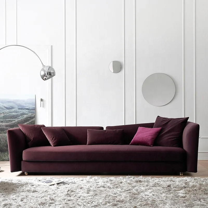 Italian Design Luxury Modern Velvet Cloth Leather Four-Seat Sofa for Modern Living Room