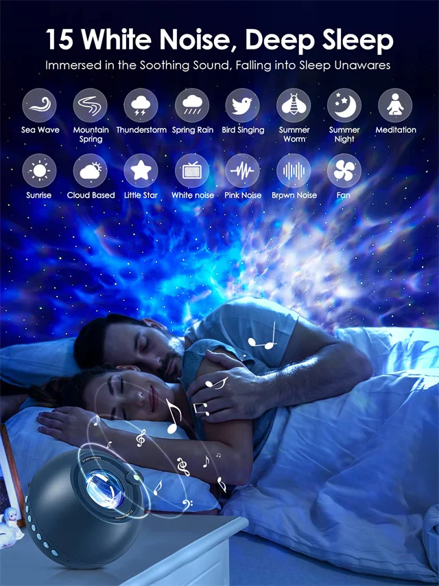 Star Galaxy Projector 15 White Noise Galaxy Night Light Projector Bluetooth Speaker Remote Timer Baby Night Light for Room Decor