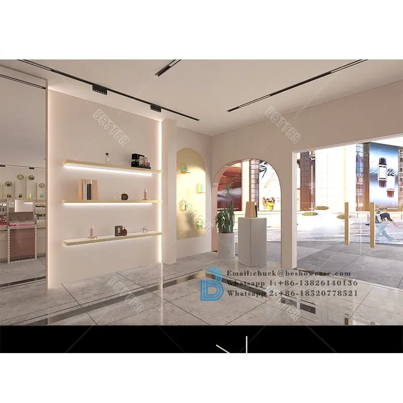 Customized Cosmetic Shopping Mall Showcase Retail Perfume Store Furniture Cosmetic Display Cabinet