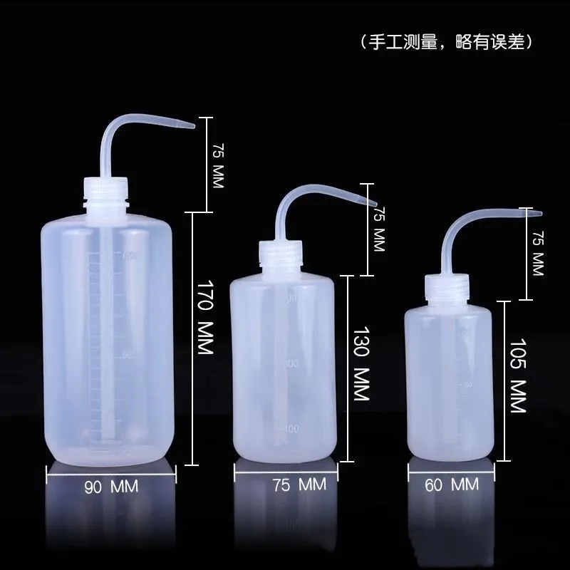 transparent white plastic curved nozzle cleaning bottle150ml 250ml 500ml 1000ml laboratory  reagent  degree scale bottle