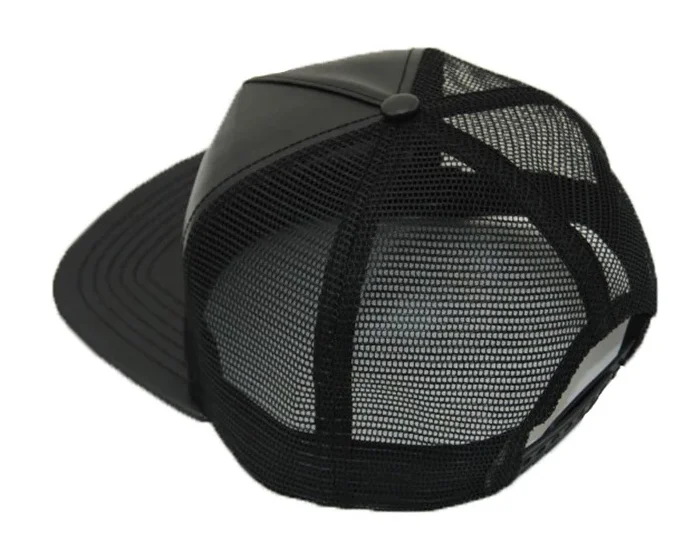 Wholesale Customized Design Your Own Black PU Leather Hip Hop Trucker Snapback Hats Cap