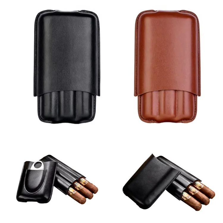 Индивидуальный кожаный чехол для сигар дорожные коробки портативный хьюмидор с резаком