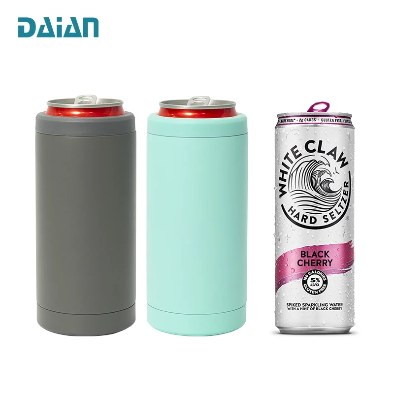 China Supplier Dragon Boat Festival Item New Arrival Custom Logo 12oz Stainless Steel Insulated Skinny Slim Can Cooler