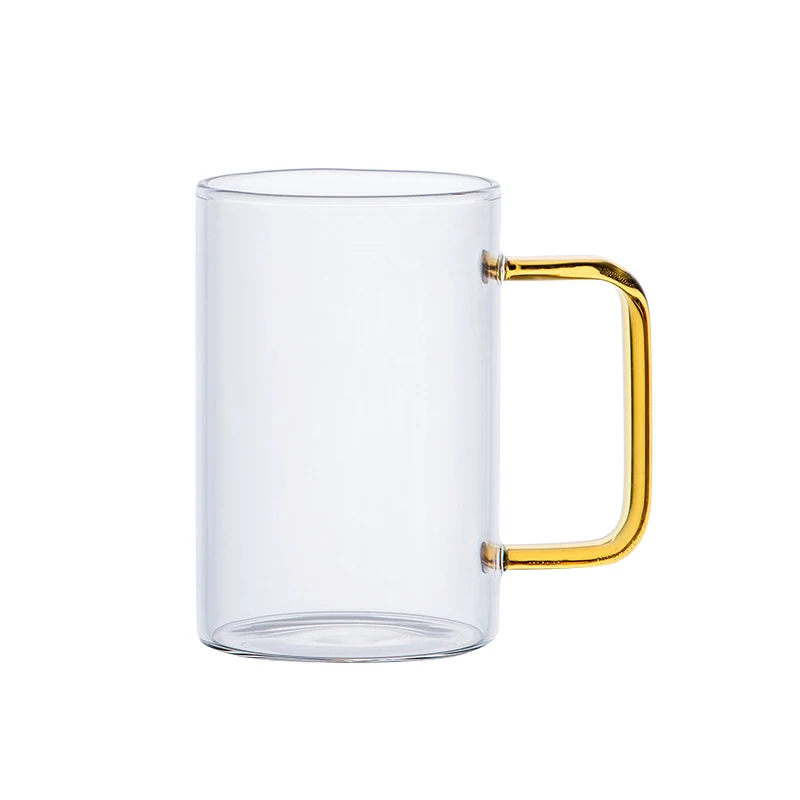 300ml / 10oz Heat Resistant Transparent Clear Glass Mug with Color Handle