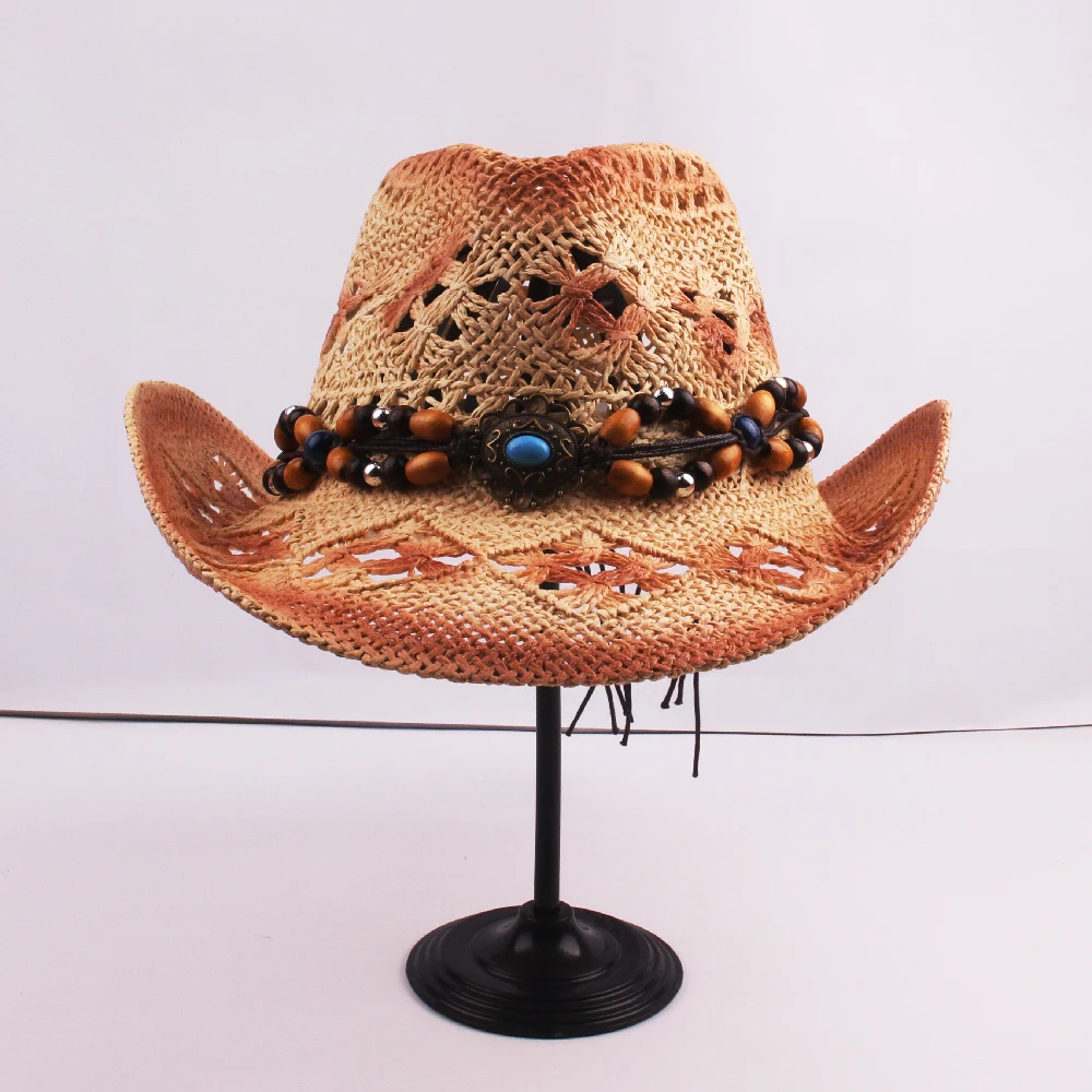 Wholesale Latest Design Custom Panama Straw Hat Unisex Wool Felt Straw Cowboy Hats With Adjustable Sweatband