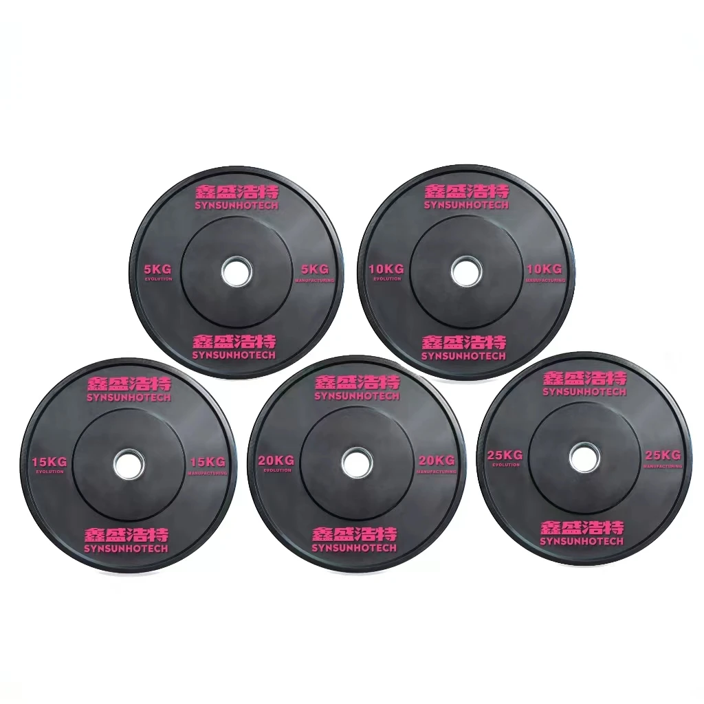 Hot Sell Weight Lifting Gym Bumper Barbell Black Cast Iron Rubber Weight Plates
