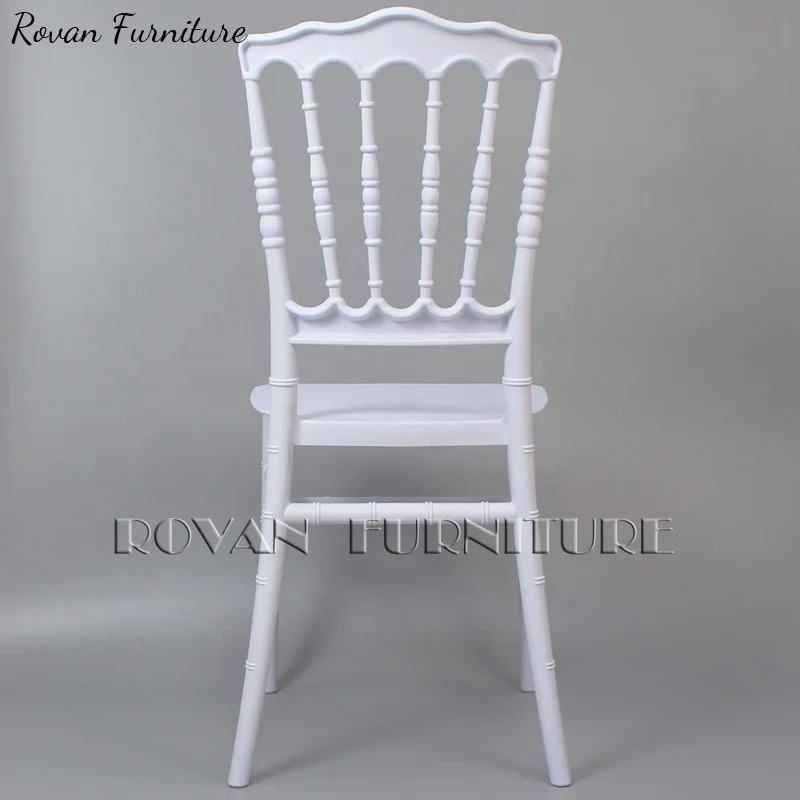 Outdoor pp resin waterproof white plastic royal napoleon chair for wedding events plastic stacking chair