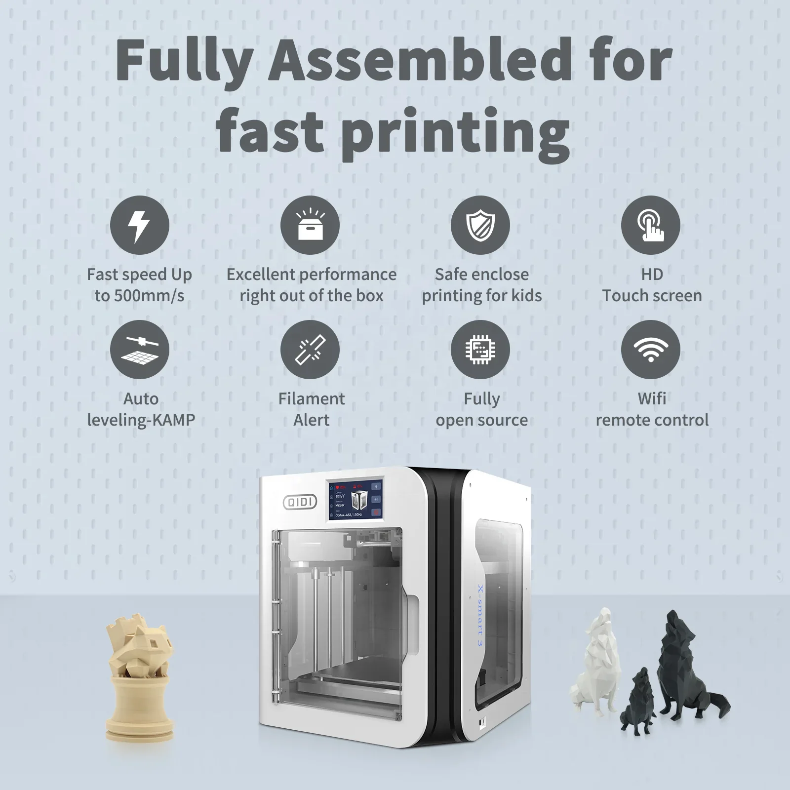 QIDI TECH Wholesale X-Smart 3 High Speed 500mm/s Printing Size 180*180*170mm Automatic Levelling Fast FDM 3D Printer