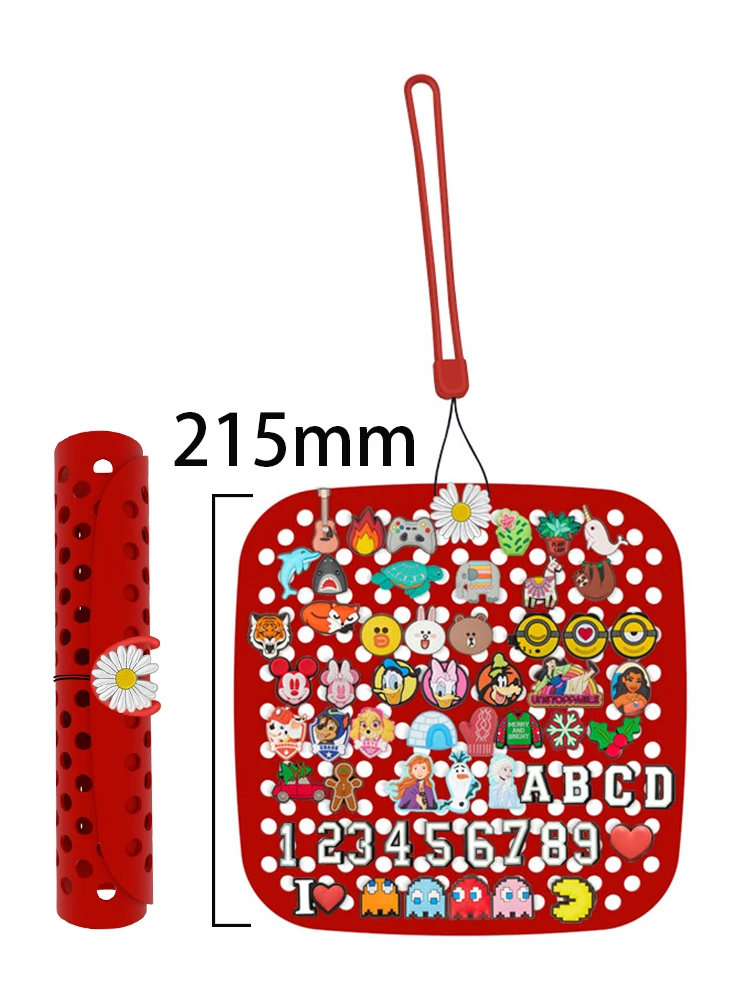 Hot sale Silicone Shoe Charms Organizer, Portable Roll Storage Bag Wall Mounted Hanging Display Stand