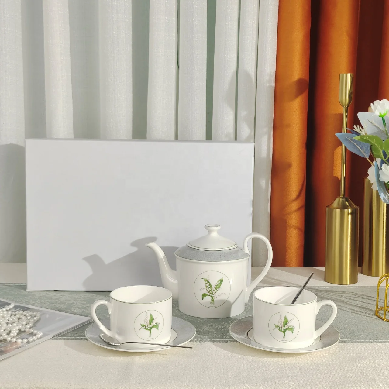 Лидер продаж минималистичный Европейский чайный сервиз lily of the valley с рисунком