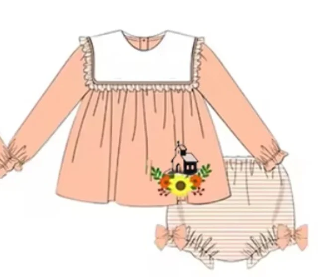 New Design Baby Girl Boys Spring Smocked Clothing Outfit Toddler Kids It Is Well with My Soul Design Siblings Smocked Set