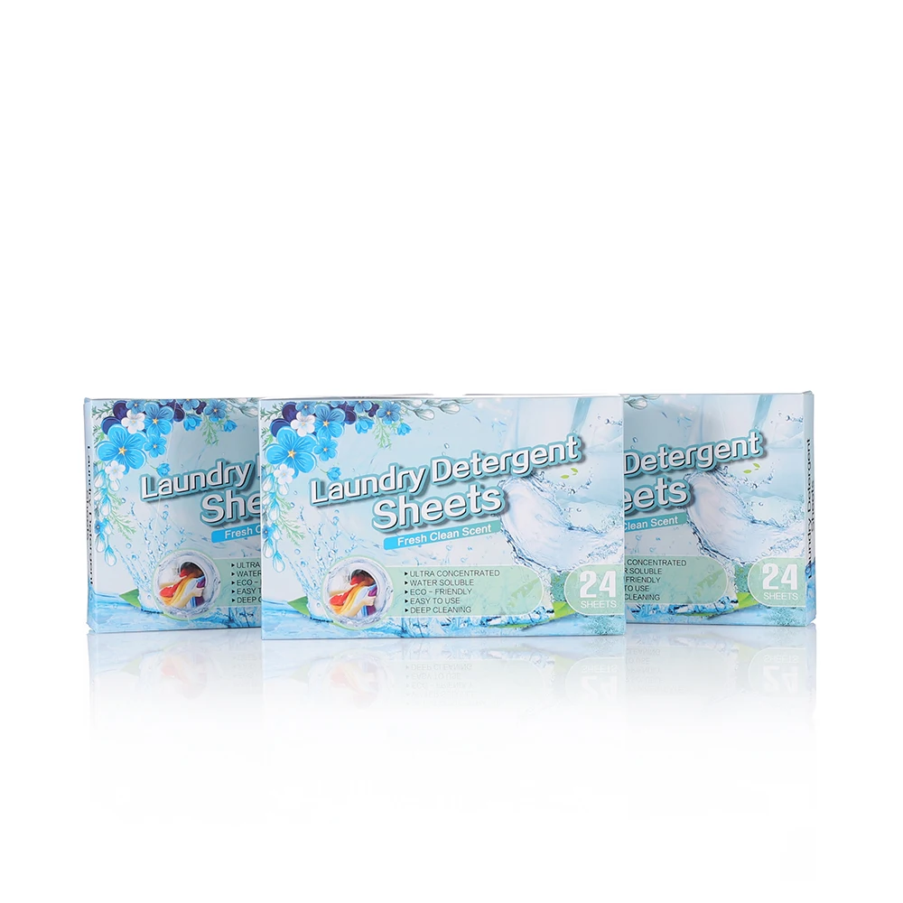 Household box-packed detergent sheets laundry strips eco friendly plant components laundry sheets detergent