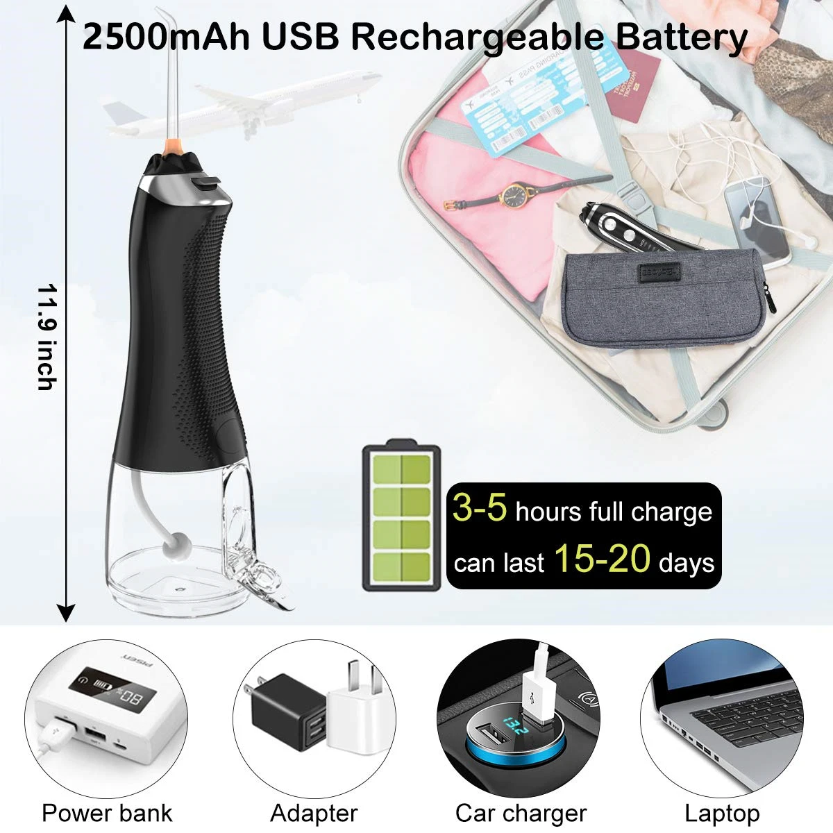 H2ofloss Wholesale Oral Hygiene Water Dental Flosser Electric Cordless Oral Irrigator Water Flosser for Teeth Clean