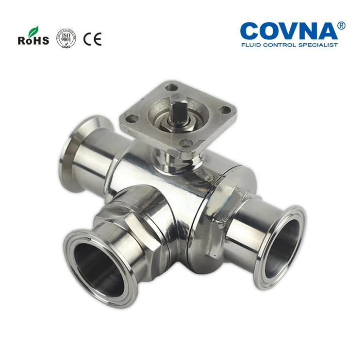 COVNA Electric Actuator Valve 3 Way 24 Volt Ac 220 Ss304 Tri-Clamp Motorized Ball Valve 3 Way  Electric  Ball Valve