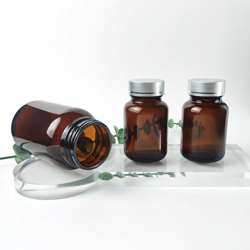 Wide mouth 120ml 250ml amber glass capsule supplement bottles counting bottling machine for tablets and capsule