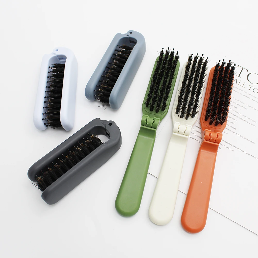 Custom Logo Mini Detangler Hairbrush Luxury Folding Hair Extension Boar Bristle Detangling Hair Brush